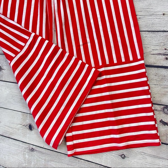 Zara palazzo trouser Red and white striped wide leg pants with elastic waist S - Picture 5 of 13